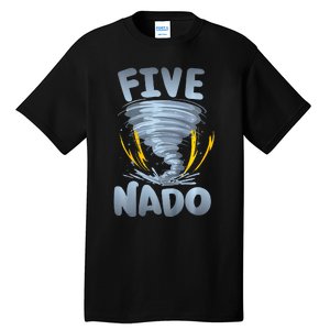 Five Nado Warning 5th Birthday Tornado Themed Birthday Tall T-Shirt