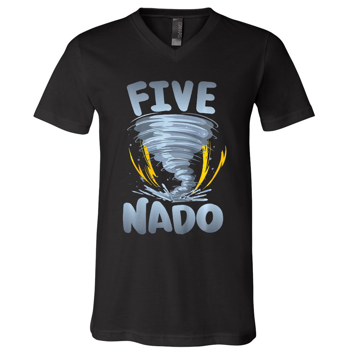 Five Nado Warning 5th Birthday Tornado Themed Birthday V-Neck T-Shirt