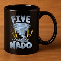 Five Nado Warning 5th Birthday Tornado Themed Birthday 11oz C Handle Ceramic Mug