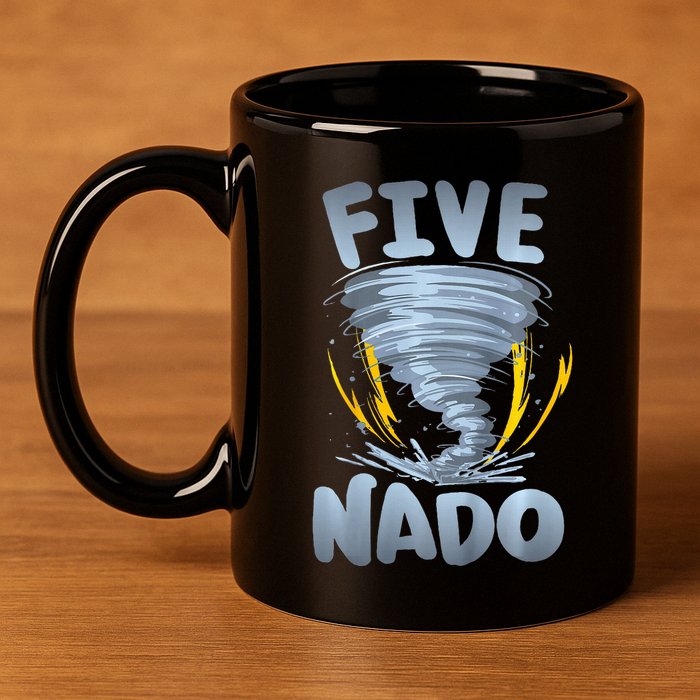 Five Nado Warning 5th Birthday Tornado Themed Birthday 11oz C Handle Ceramic Mug
