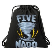 Five Nado Warning 5th Birthday Tornado Themed Birthday Drawstring Bag