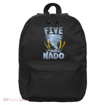 Five Nado Warning 5th Birthday Tornado Themed Birthday 16 in Basic Backpack