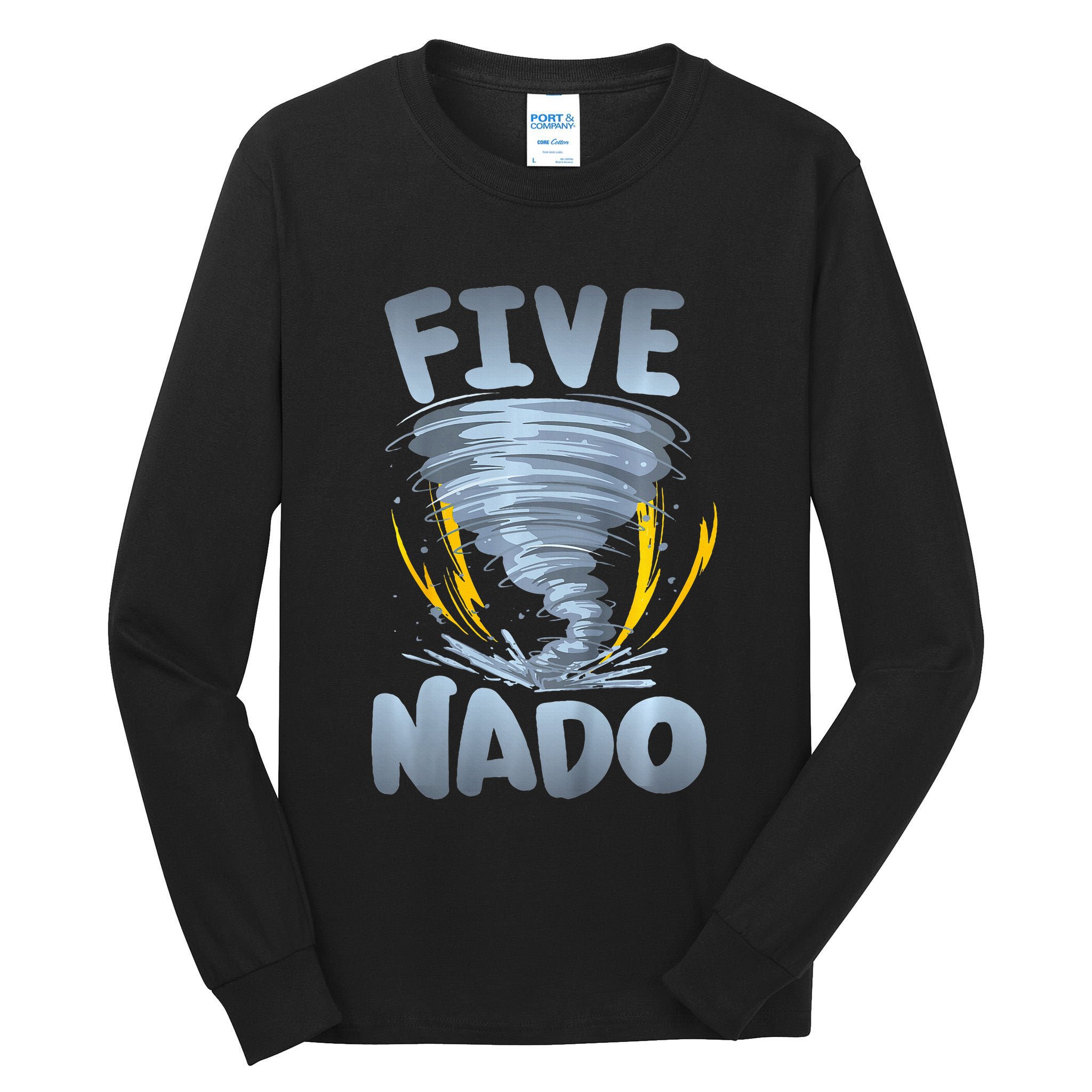 Five Nado Warning 5th Birthday Tornado Themed Birthday Tall Long Sleeve T-Shirt