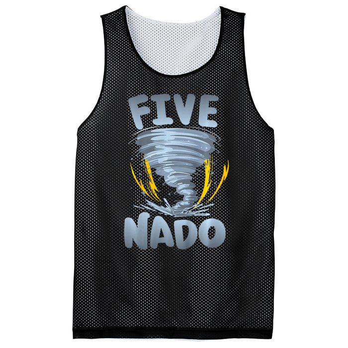 Five Nado Warning 5th Birthday Tornado Themed Birthday Mesh Reversible Basketball Jersey Tank