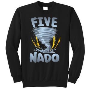 Five Nado Warning 5th Birthday Tornado Themed Birthday Tall Sweatshirt