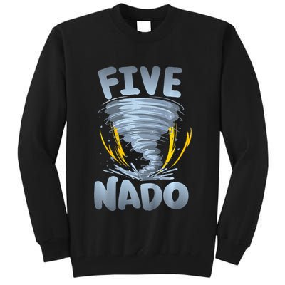 Five Nado Warning 5th Birthday Tornado Themed Birthday Tall Sweatshirt