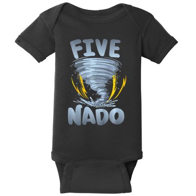 Five Nado Warning 5th Birthday Tornado Themed Birthday Baby Bodysuit