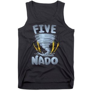 Five Nado Warning 5th Birthday Tornado Themed Birthday Tank Top