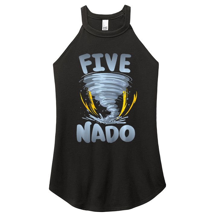 Five Nado Warning 5th Birthday Tornado Themed Birthday Women's Perfect Tri Rocker Tank