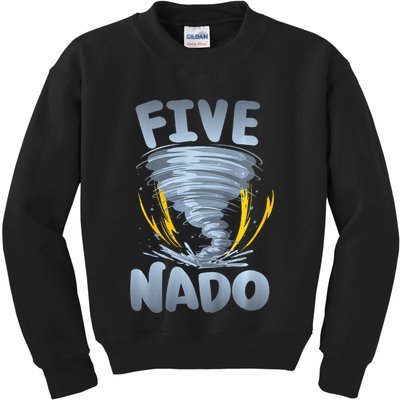 Five Nado Warning 5th Birthday Tornado Themed Birthday Kids Sweatshirt