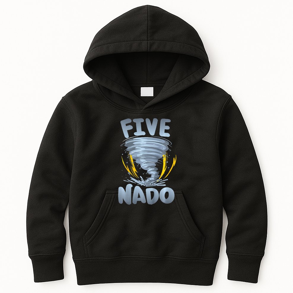 Five Nado Warning 5th Birthday Tornado Themed Birthday Kids Hoodie