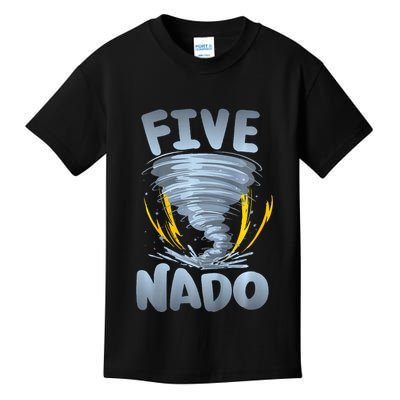 Five Nado Warning 5th Birthday Tornado Themed Birthday Kids T-Shirt