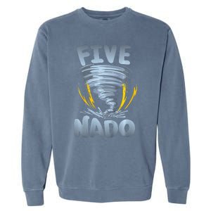 Five Nado Warning 5th Birthday Tornado Themed Birthday Garment-Dyed Sweatshirt