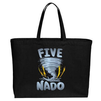 Five Nado Warning 5th Birthday Tornado Themed Birthday Cotton Canvas Jumbo Tote