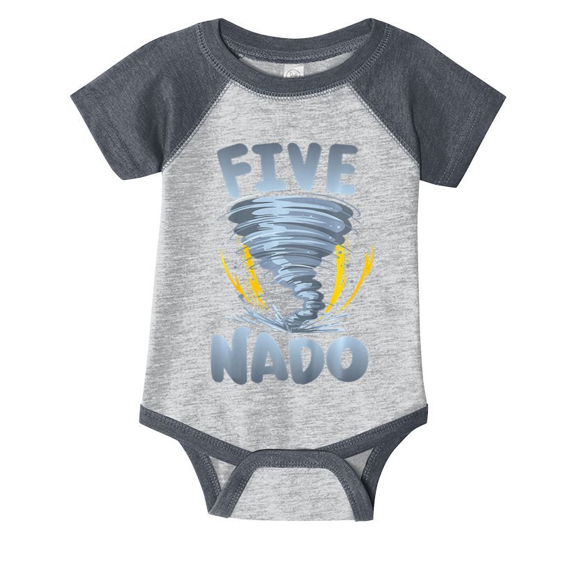 Five Nado Warning 5th Birthday Tornado Themed Birthday Infant Baby Jersey Bodysuit