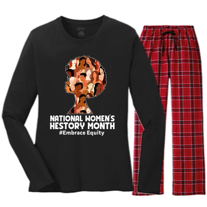 Feminist National Women History Month 2024 Embrace Equity Women's Long Sleeve Flannel Pajama Set 