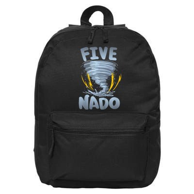 Five Nado Warning 5th Birthday Tornado Themed Birthday 16 in Basic Backpack