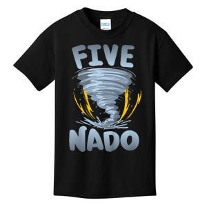 Five Nado Warning 5th Birthday Tornado Themed Birthday Kids T-Shirt