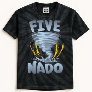 Five Nado Warning 5th Birthday Tornado Themed Birthday Kids Tie-Dye T-Shirt