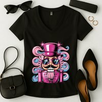 Funny Nutcracker Whats Crackin Christmas Celebration Women's V-Neck T-Shirt