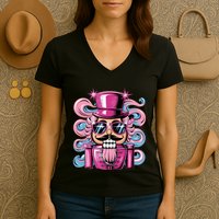 Funny Nutcracker Whats Crackin Christmas Celebration Women's V-Neck T-Shirt