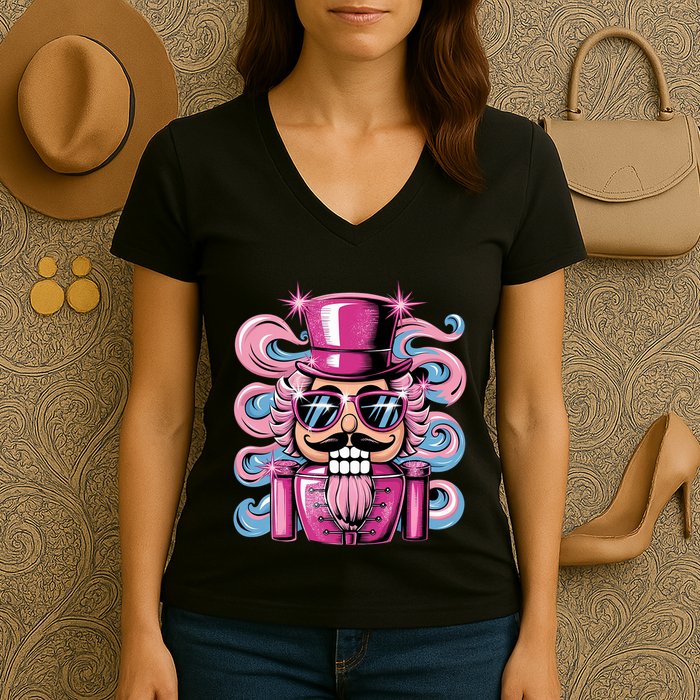 Funny Nutcracker Whats Crackin Christmas Celebration Women's V-Neck T-Shirt