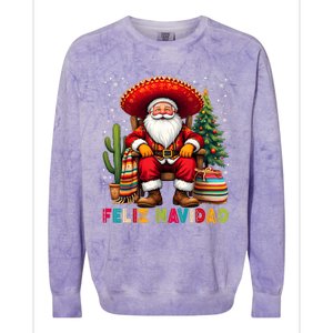 Feliz Navidad Xmas Santa Sombrero Mexican Women Colorblast Crewneck Sweatshirt