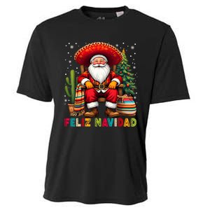 Feliz Navidad Xmas Santa Sombrero Mexican Women Cooling Performance Crew T-Shirt