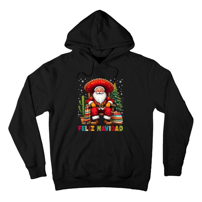 Feliz Navidad Xmas Santa Sombrero Mexican Women Hoodie