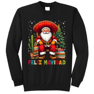 Feliz Navidad Xmas Santa Sombrero Mexican Women Sweatshirt