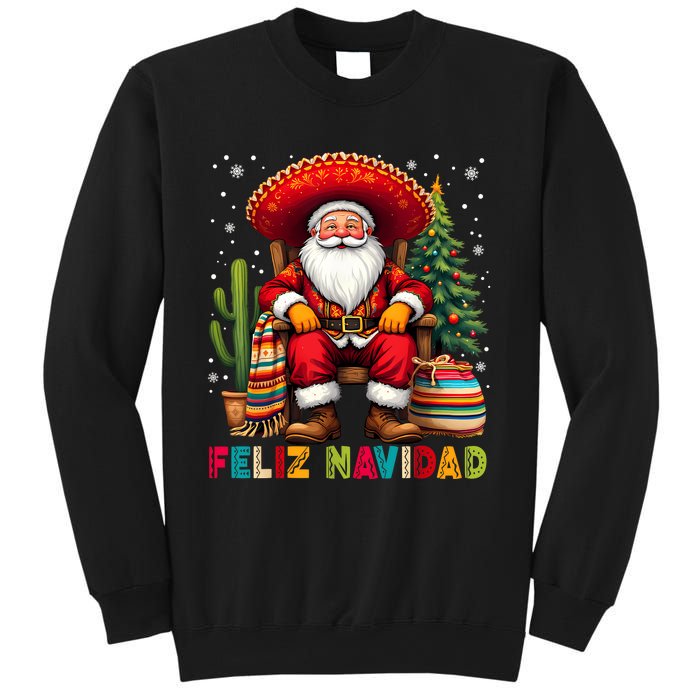 Feliz Navidad Xmas Santa Sombrero Mexican Women Sweatshirt