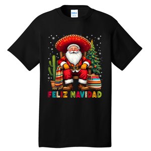 Feliz Navidad Xmas Santa Sombrero Mexican Women Tall T-Shirt