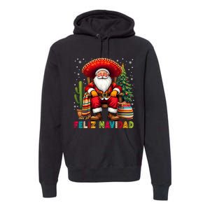 Feliz Navidad Xmas Santa Sombrero Mexican Women Premium Hoodie