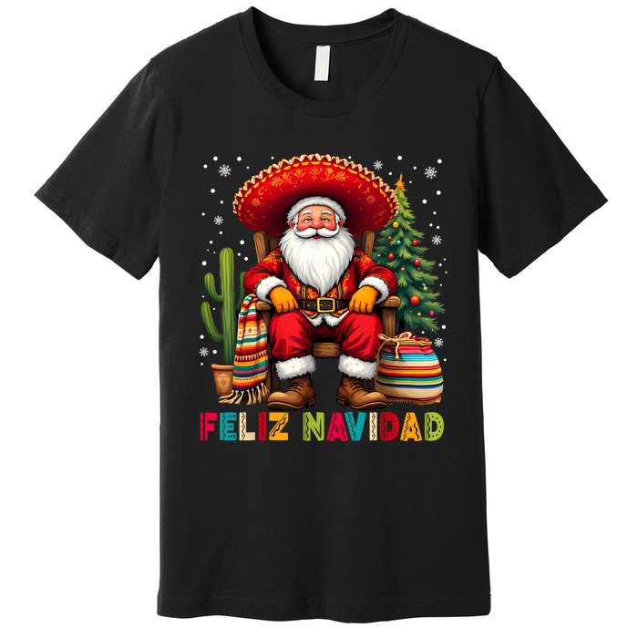 Feliz Navidad Xmas Santa Sombrero Mexican Women Premium T-Shirt