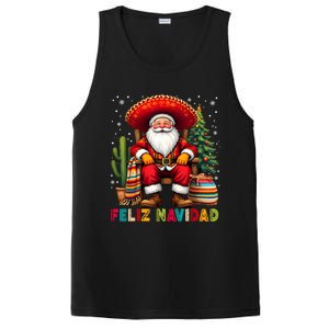 Feliz Navidad Xmas Santa Sombrero Mexican Women PosiCharge Competitor Tank