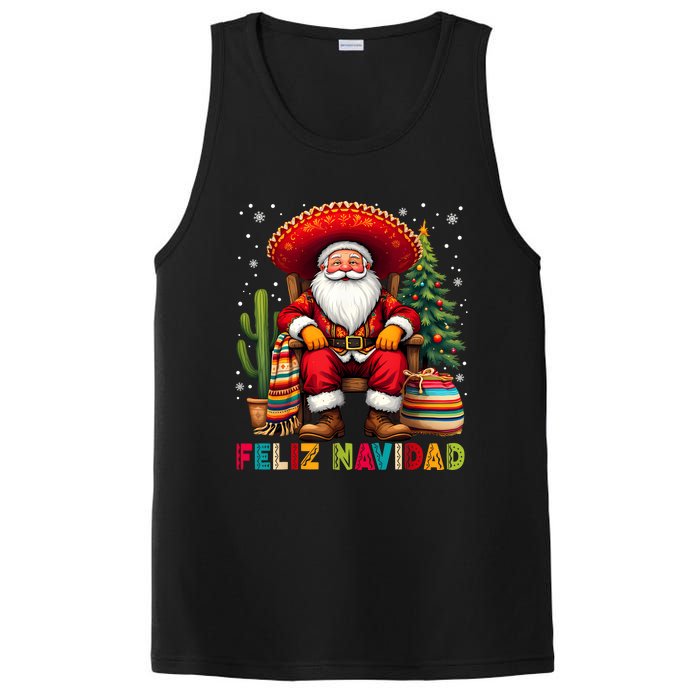 Feliz Navidad Xmas Santa Sombrero Mexican Women PosiCharge Competitor Tank