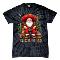 Feliz Navidad Xmas Santa Sombrero Mexican Women Tie-Dye T-Shirt