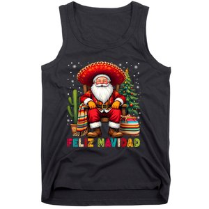 Feliz Navidad Xmas Santa Sombrero Mexican Women Tank Top