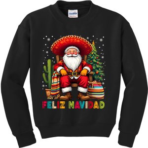 Feliz Navidad Xmas Santa Sombrero Mexican Women Kids Sweatshirt