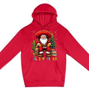 Feliz Navidad Xmas Santa Sombrero Mexican Women Premium Pullover Hoodie