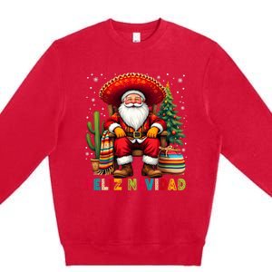 Feliz Navidad Xmas Santa Sombrero Mexican Women Premium Crewneck Sweatshirt