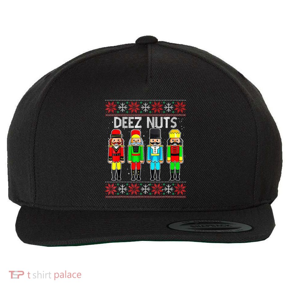 Funny Nutcracker Xmas Gifts Cute Deez Nuts Ugly Christmas Wool Snapback Cap