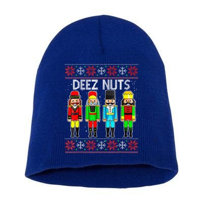 Funny Nutcracker Xmas Gifts Cute Deez Nuts Ugly Christmas Short Acrylic Beanie