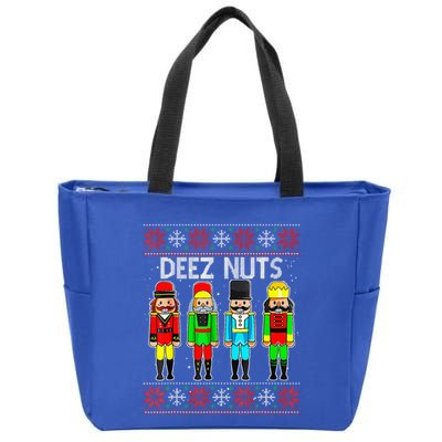 Funny Nutcracker Xmas Gifts Cute Deez Nuts Ugly Christmas Zip Tote Bag