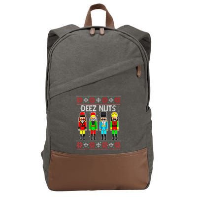 Funny Nutcracker Xmas Gifts Cute Deez Nuts Ugly Christmas Cotton Canvas Backpack