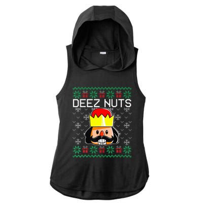 Funny Nutcracker Xmas Gifts Deez Nuts Ugly Sweater Christmas Ladies PosiCharge Tri-Blend Wicking Draft Hoodie Tank