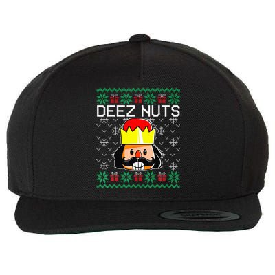 Funny Nutcracker Xmas Gifts Deez Nuts Ugly Sweater Christmas Wool Snapback Cap