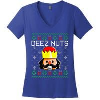 Funny Nutcracker Xmas Gifts Deez Nuts Ugly Sweater Christmas Women's V-Neck T-Shirt