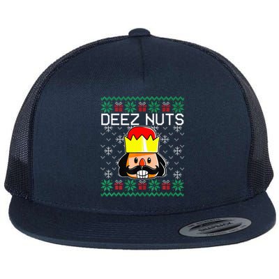 Funny Nutcracker Xmas Gifts Deez Nuts Ugly Sweater Christmas Flat Bill Trucker Hat