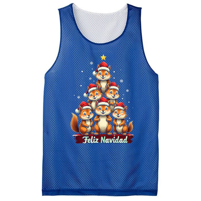 Feliz Navidad Xmas Funny Squirrel Lover Christmas Tree Great Gift Mesh Reversible Basketball Jersey Tank